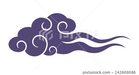 Asian Japanese cloud design element, oriental swirling wind blow kumo ornament with long flowing curves. Vector cultural icon, traditional Japan motif for textile, wrapping, decoration and festival Asian Japanese cloud design element, oriental swirling wind blow kumo ornament with long flowing curves. Vector cultural icon, traditional Japan motif for textile, wrapping, decoration and festival 142608086