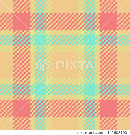 Traditional tartan plaid pattern with a woven fabric texture and clear check layout. Amber, light and coral tones create a seamless textile surface with classic fabric heritage for surface design. Traditional tartan plaid pattern with a woven fabric texture and clear check layout. Amber, light and coral tones create a seamless textile surface with classic fabric heritage for surface design. 142608100