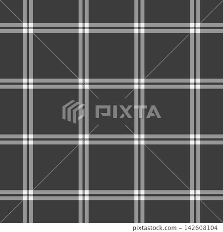 Checked plaid fabric textile, event tartan check pattern. Checkered texture background vector seamless in vintage gray and grey colors. Checked plaid fabric textile, event tartan check pattern. Checkered texture background vector seamless in vintage gray and grey colors. 142608104