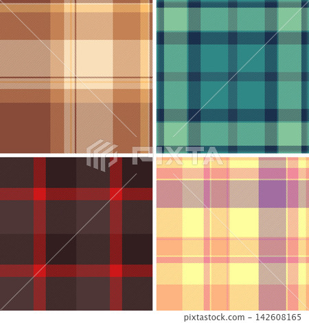Plaid pack tailored for packaging and branding of fashion items. Coordinated tartan patterns unify products, accessories, and visual merchandising. Seamless vectors repeat flawlessly. Plaid pack tailored for packaging and branding of fashion items. Coordinated tartan patterns unify products, accessories, and visual merchandising. Seamless vectors repeat flawlessly. 142608165