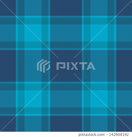 Britain seamless pattern tartan, thread fabric texture plaid. Machinery textile background vector check in cyan and blue colors. Britain seamless pattern tartan, thread fabric texture plaid. Machinery textile background vector check in cyan and blue colors. 142608192