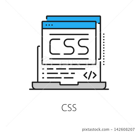 Software CSS program code line icon or sign. Application programing linear symbol, program code engineering pictogram. Computer system development icon Software CSS program code line icon or sign. Application programing linear symbol, program code engineering pictogram. Computer system development icon 142608207