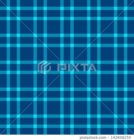 Sewing plaid background texture, fashionable check textile fabric. Brazil seamless tartan pattern vector in cyan and bright colors. Sewing plaid background texture, fashionable check textile fabric. Brazil seamless tartan pattern vector in cyan and bright colors. 142608250