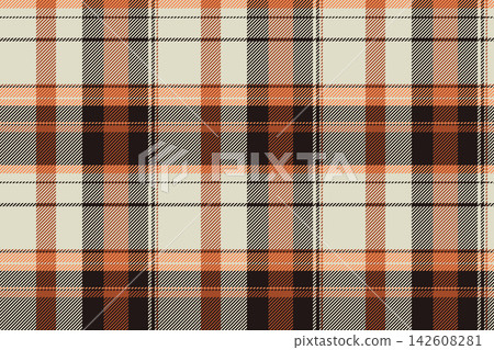 Warmth tartan pattern vector, uk seamless textile background. Windowpane check texture fabric plaid in light and orange colors. Warmth tartan pattern vector, uk seamless textile background. Windowpane check texture fabric plaid in light and orange colors. 142608281