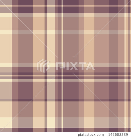 Seamless tartan plaid textile with balanced checks and a interlaced fabric texture. Light tones support classic heritage in a decorative fabric surface for surface design. It suits textile prints. Seamless tartan plaid textile with balanced checks and a interlaced fabric texture. Light tones support classic heritage in a decorative fabric surface for surface design. It suits textile prints. 142608289