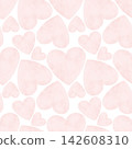 Hand drawn seamless pattern with soft pink hearts 142608310