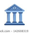 Bank and Financial Institution Building Icon with Dollar Symbol 142608319