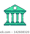 Bank and Financial Institution Building Icon with Dollar Symbol 142608320