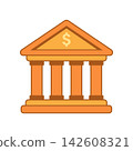 Bank and Financial Institution Building Icon with Dollar Symbol 142608321