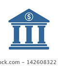 Bank and Financial Institution Building Icon with Dollar Symbol 142608322