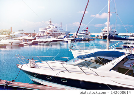 Sea yachts in dock Sea yachts in dock 142608614