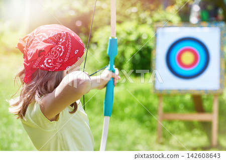 Girl with sport bow Girl with sport bow 142608643