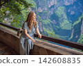 Woman tourist admiring the dramatic Sumidero Canyon viewpoint in Chiapas Mexico with steep canyon walls lush landscape river overlook nature tourism and exploring the canyon viewpoint. 142608835