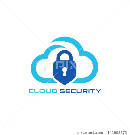 Cloud security logo design template isolated on white background Cloud security logo design template isolated on white background 142608873