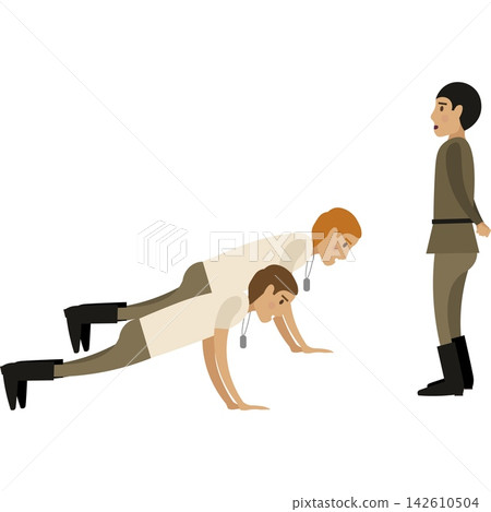 Training of soldiers under sergeant supervision vector icon Training of soldiers under sergeant supervision vector icon 142610504