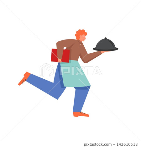Restaurant waiter, vector flat style design illustration Restaurant waiter, vector flat style design illustration 142610518