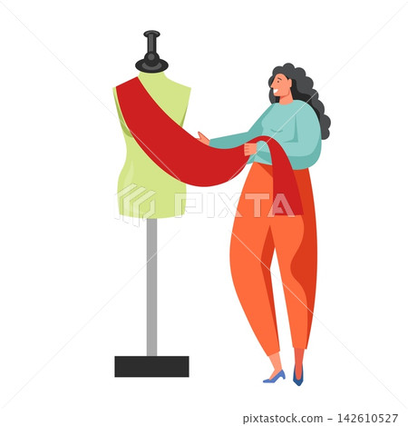 Sewing business people, vector flat isolated illustration Sewing business people, vector flat isolated illustration 142610527