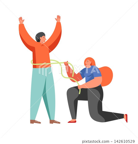 Sewing business people, vector flat isolated illustration Sewing business people, vector flat isolated illustration 142610529