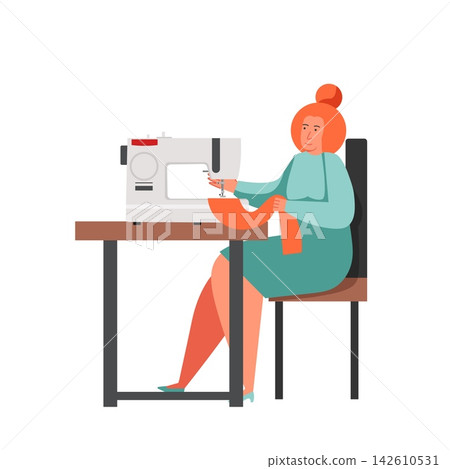 Sewing business people, vector flat isolated illustration Sewing business people, vector flat isolated illustration 142610531