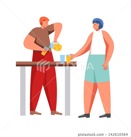 Summer beach holidays, vector flat isolated illustration 142610564
