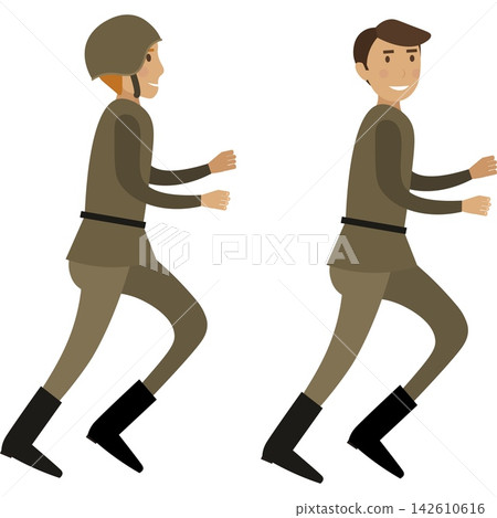Military infantry running to attack vector icon Military infantry running to attack vector icon 142610616