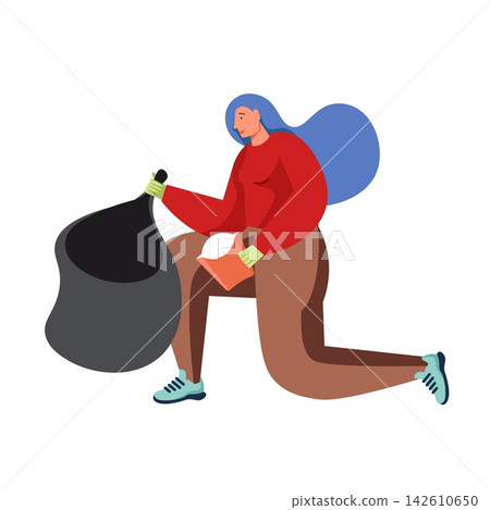 Waste collection and street cleaning, vector flat isolated illustration Waste collection and street cleaning, vector flat isolated illustration 142610650