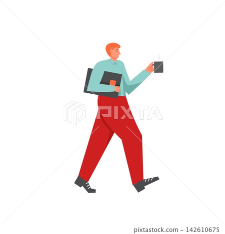 Businessman going to work, vector flat style design illustration Businessman going to work, vector flat style design illustration 142610675