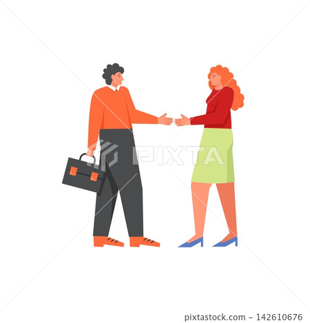 Business people handshake, vector flat style design illustration 142610676
