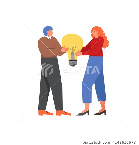 Office people with light bulb, vector flat style design illustration Office people with light bulb, vector flat style design illustration 142610678