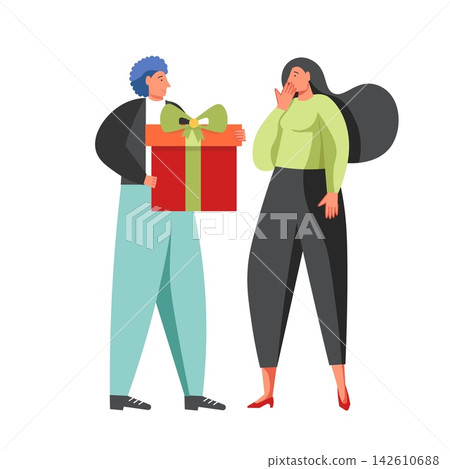 Celebration party couple, vector flat isolated illustration 142610688