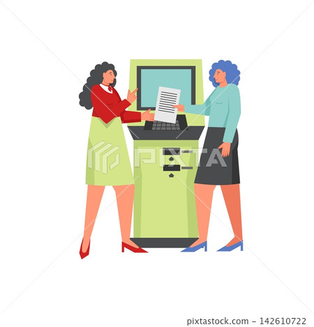 ATM banking concept, vector flat isolated illustration ATM banking concept, vector flat isolated illustration 142610722