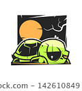Turtle marine animal icon. Sea turtle silhouette. llustration 142610849