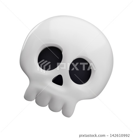 Human skull 3D vector icon, realistic scull braincase bones, cartoon Halloween party, Witch sign, esoteric and occult Human skull 3D vector icon, realistic scull braincase bones, cartoon Halloween party, Witch sign, esoteric and occult 142610992