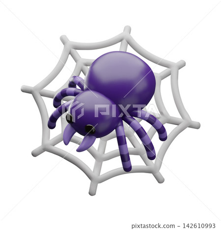 Spider on cobweb realistic 3D plastic style vector icon, cartoon insect spider web scary element, Halloween decoration Spider on cobweb realistic 3D plastic style vector icon, cartoon insect spider web scary element, Halloween decoration 142610993