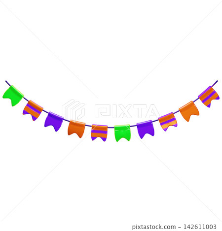 Glossy 3D garland bunting pennant flag vector element Glossy 3D garland bunting pennant flag vector element 142611003