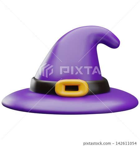 Glossy purple witch hat 3D vector illustration Glossy purple witch hat 3D vector illustration 142611054
