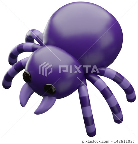Glossy purple spider halloween 3D vector illustration element 142611055