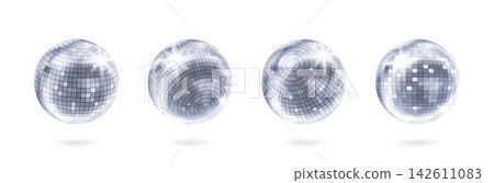 Disco ball 3D vector element set for party and nightclub 142611083