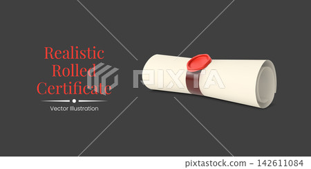 Wax seal certificate template with ribbon and vintage scroll Wax seal certificate template with ribbon and vintage scroll 142611084