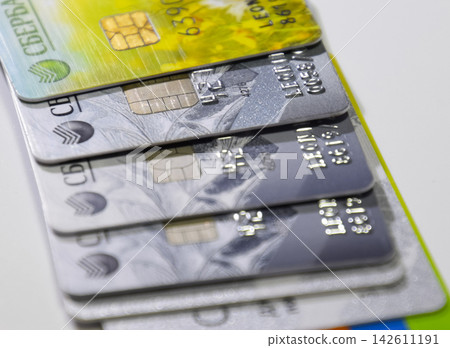 Bank cards. Modern financial instrument of cashless payment Bank cards. Modern financial instrument of cashless payment 142611191