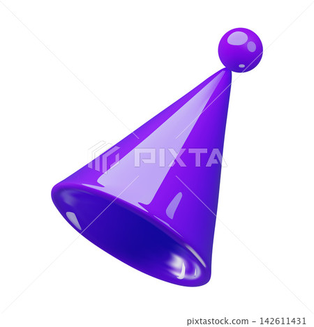 Glossy purple party hat 3D vector element Glossy purple party hat 3D vector element 142611431