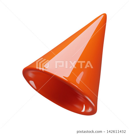 Glossy orange traffic cone 3D vector illustration element Glossy orange traffic cone 3D vector illustration element 142611432