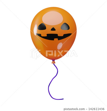 3D halloween pumpkin balloon vector illustration 142611436