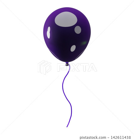Realistic purple inflated balloon, 3D vector Halloween holiday party, birthday air decoration, festive helium balloon 142611438