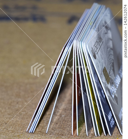 Bank cards. Modern financial instrument of cashless payment Bank cards. Modern financial instrument of cashless payment 142612074