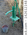 Hand pump leading to an artesian well. 142612148