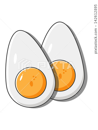 Hard Boiled Egg Cut in Half Cartoon Illustration Hard Boiled Egg Cut in Half Cartoon Illustration 142612895