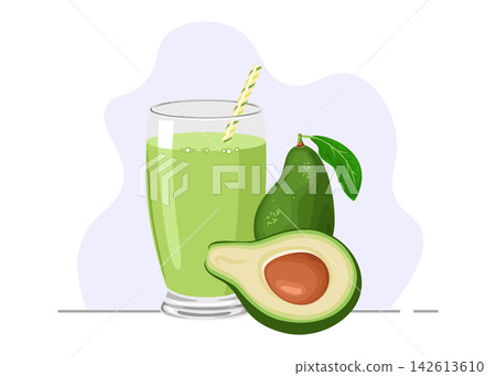 Fresh Green Avocado Smoothie Juice Drink Stock Illustration Fresh Green Avocado Smoothie Juice Drink Stock Illustration 142613610