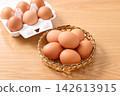 Free-range eggs in a basket 142613915