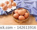Free-range eggs in a basket 142613916